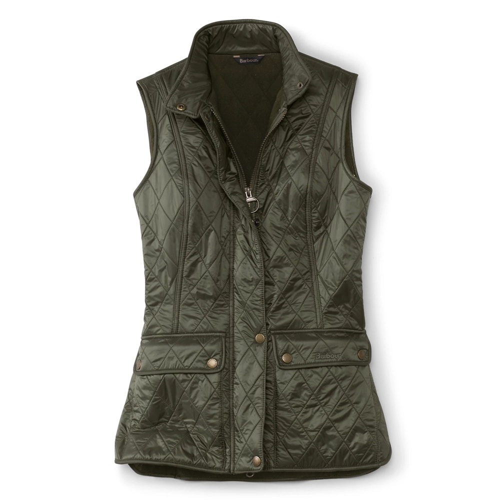BRAND NEW Women’s Barbour Wray Diamond-Quilted Nylon Gilet Jacket in Olive